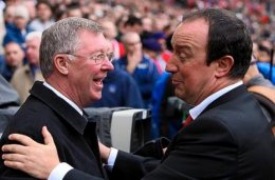 Knattspyrnustjrarnir Sir Alex Ferguson og Rafael Bentez, mynd mbl.is